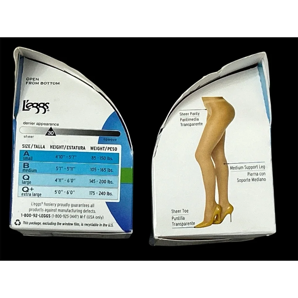 Leggs Sheer Energy Medium Support Pantyhose Suntan Size B 60923 Sheer Toe‎